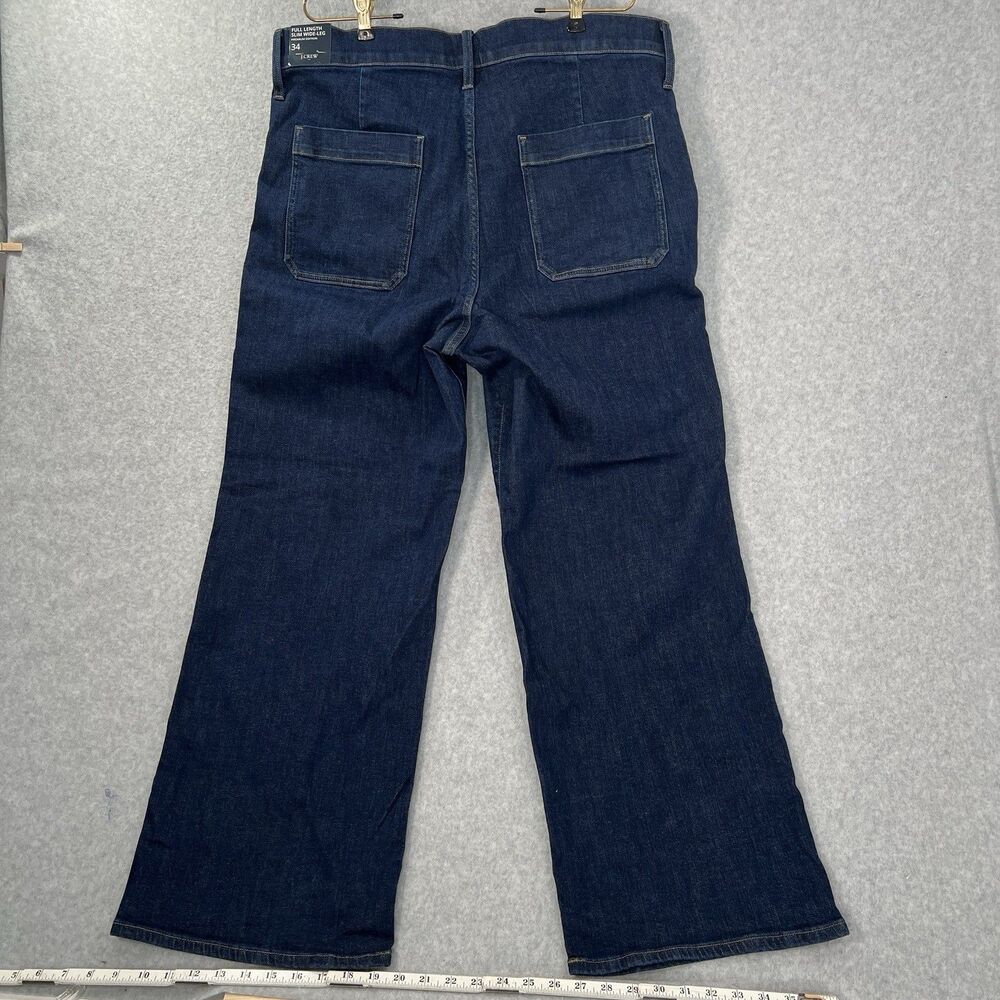 J.Crew Slim Wide‑Leg Jeans Womens 34 actual 39x29  All‑Day Stretch NWT dark - Picture 2 of 15